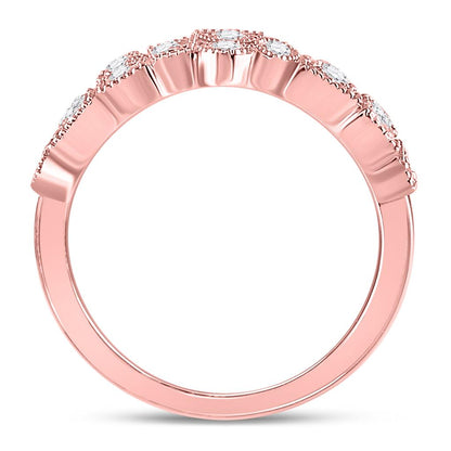 10k Rose Gold Round Diamond Modern Gemometric Band Ring 5/8 Cttw