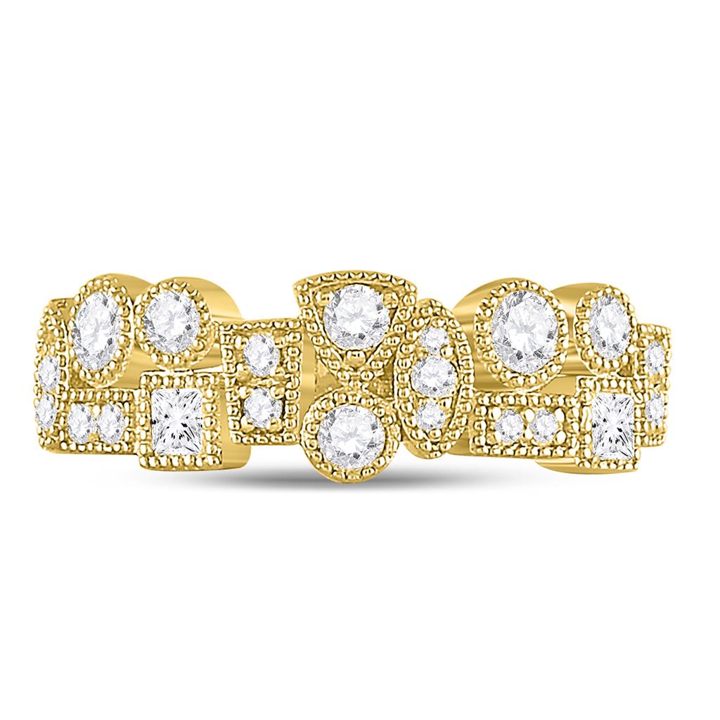 10k Yellow Gold Round Diamond Modern Gemometric Band Ring 5/8 Cttw