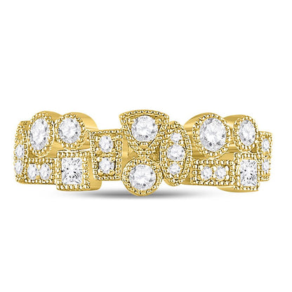 10k Yellow Gold Round Diamond Modern Gemometric Band Ring 5/8 Cttw