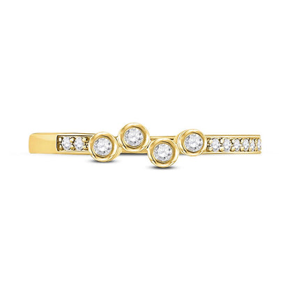 10k Yellow Gold Round Diamond Stackable Band Ring 1/5 Cttw