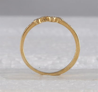 10k Yellow Gold Round Diamond Stackable Band Ring 1/5 Cttw
