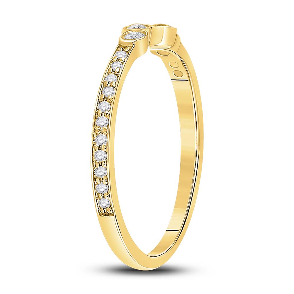 10k Yellow Gold Round Diamond Stackable Band Ring 1/5 Cttw