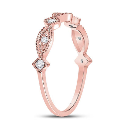 10k Rose Gold Round Diamond Stackable Band Ring 1/8 Cttw
