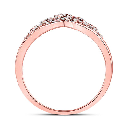 10k Rose Gold Round Diamond Fashion Crown Band Ring 1/3 Cttw