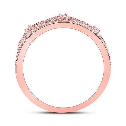 10k Rose Gold Round Diamond Band Ring 1/5 Cttw