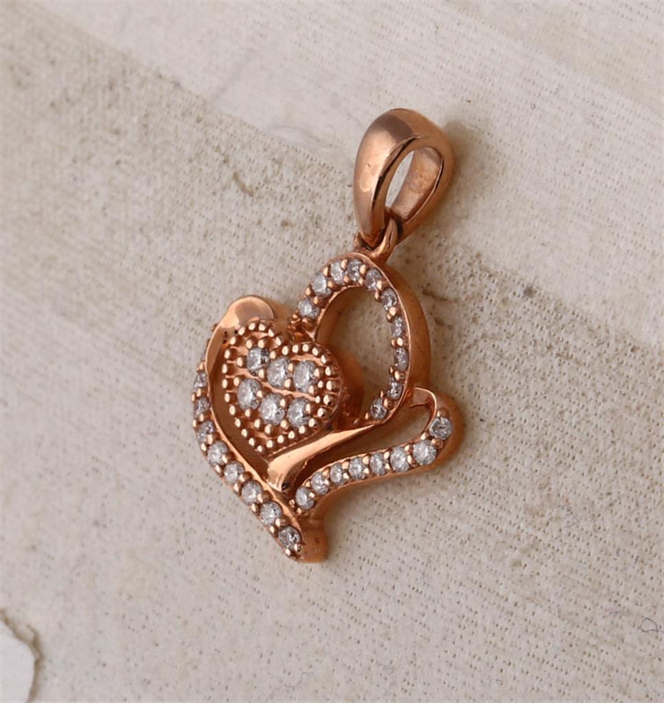 10k Rose Gold Round Diamond Heart Pendant 1/4 Cttw