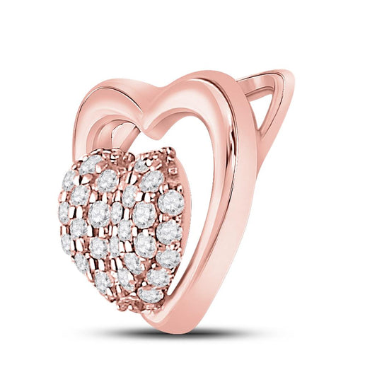 10k Rose Gold Round Diamond Heart Pendant 1/6 Cttw