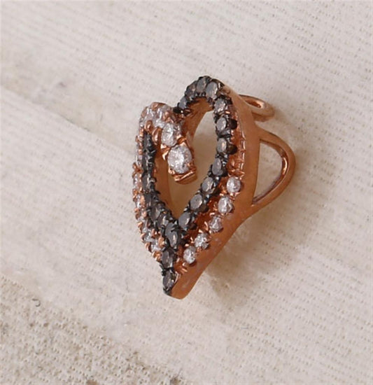 10k Rose Gold Round Brown Diamond Heart Pendant 1/3 Cttw