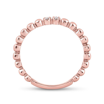 10k Rose Gold Round Diamond 2-Stone Stackable Band Ring .03 Cttw