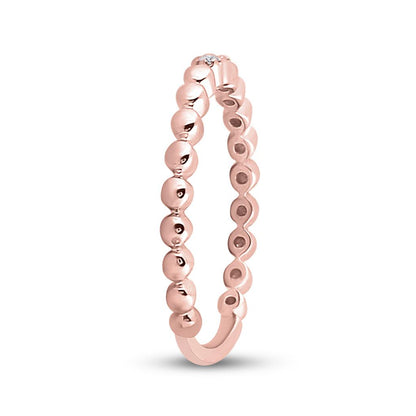 10k Rose Gold Round Diamond 2-Stone Stackable Band Ring .03 Cttw