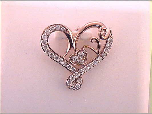 10k Rose Gold Round Diamond Heart Love Pendant 1/3 Cttw