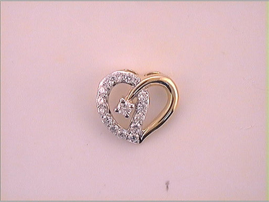 10k Two-tone Gold Round Diamond Outline Heart Pendant 1/4 Cttw