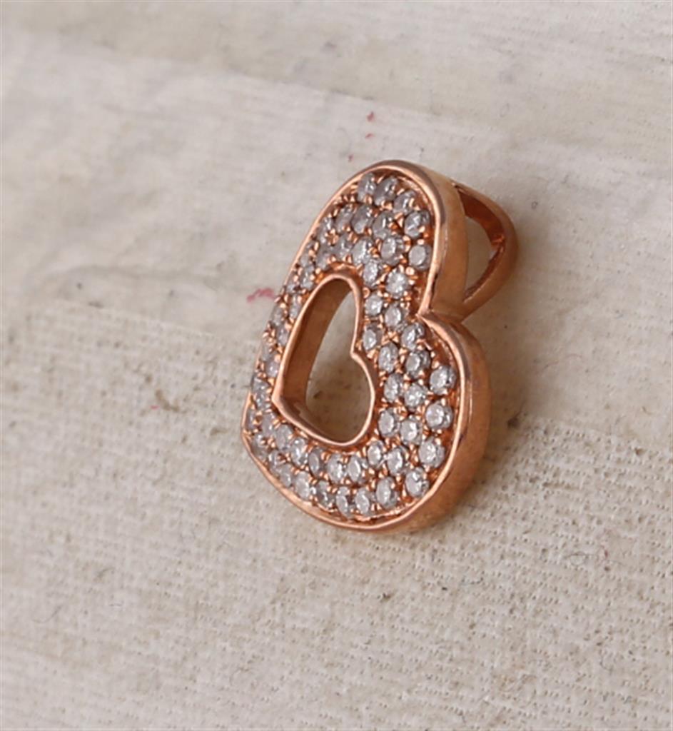 10k Rose Gold Round Diamond Sideways Heart Pendant 1/3 Cttw