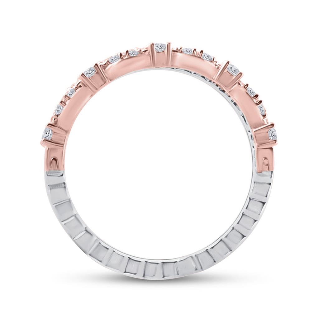 14k Tri-Tone Gold Round Diamond Convertible Stackable Band Ring 3/4 Cttw