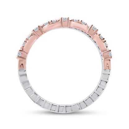 14k Tri-Tone Gold Round Diamond Convertible Stackable Band Ring 3/4 Cttw