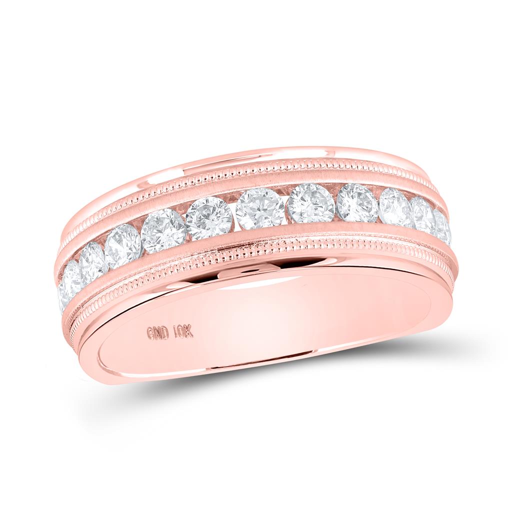 10k Rose Gold Round Diamond Wedding Single Row Band Ring 1 Cttw