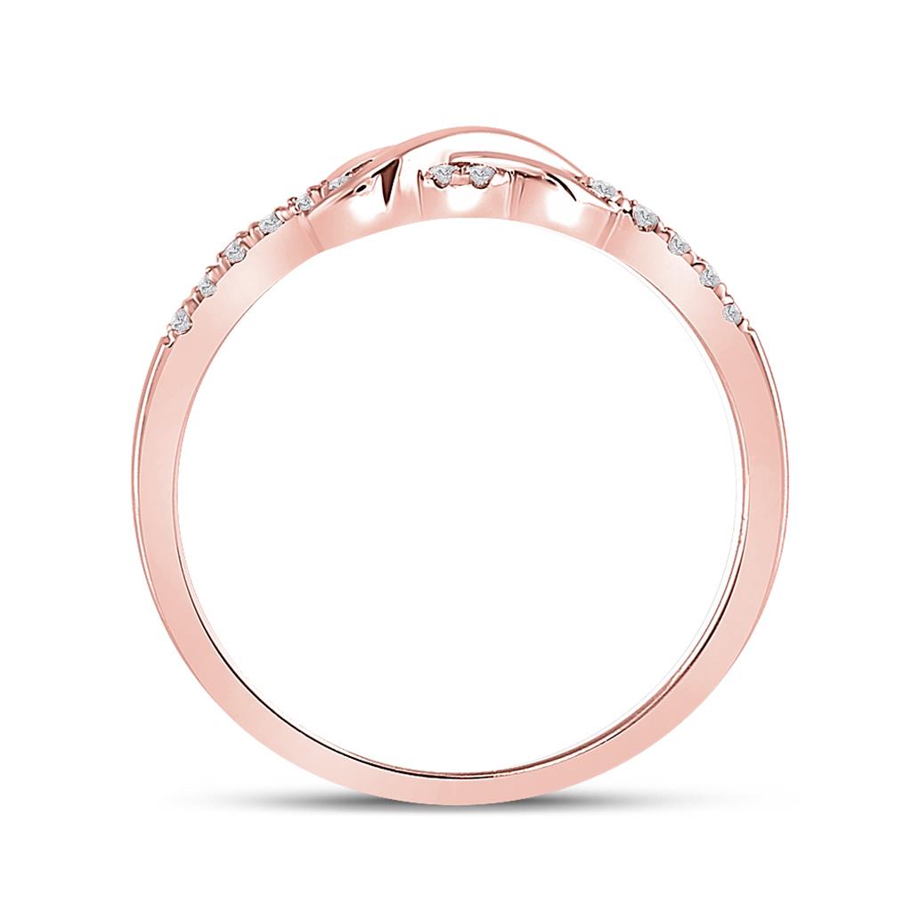 10k Rose Gold Round Diamond Infinity Knot Stackable Band Ring 1/10 Cttw
