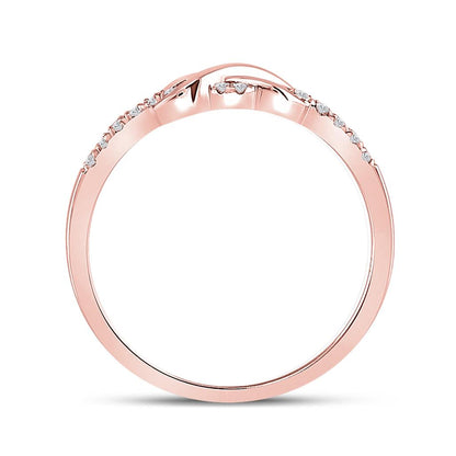10k Rose Gold Round Diamond Infinity Knot Stackable Band Ring 1/10 Cttw