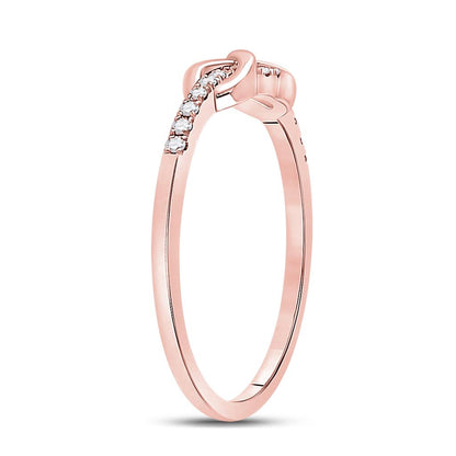 10k Rose Gold Round Diamond Infinity Knot Stackable Band Ring 1/10 Cttw