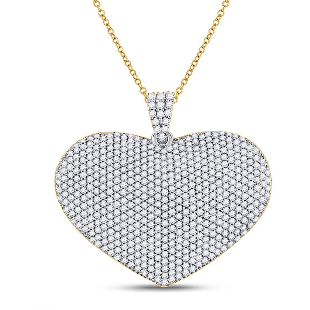 14k Yellow Gold Round Diamond Charmed Heart Pendant 2 Cttw