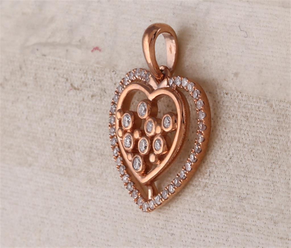 10k Rose Gold Round Diamond Scattered Heart Pendant 1/4 Cttw