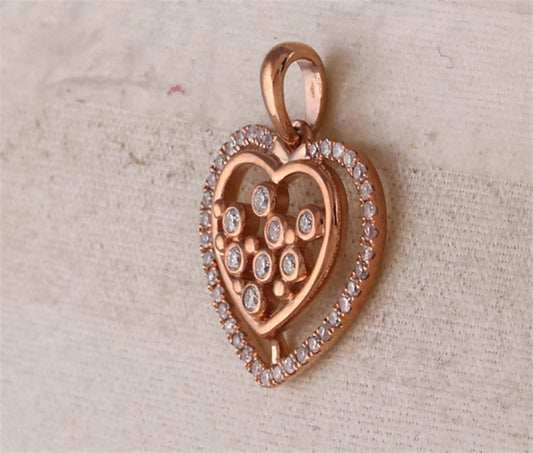 10k Rose Gold Round Diamond Scattered Heart Pendant 1/4 Cttw