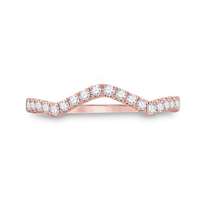 10k Rose Gold Round Diamond Wedding Curved Enhancer Band 1/5 Cttw