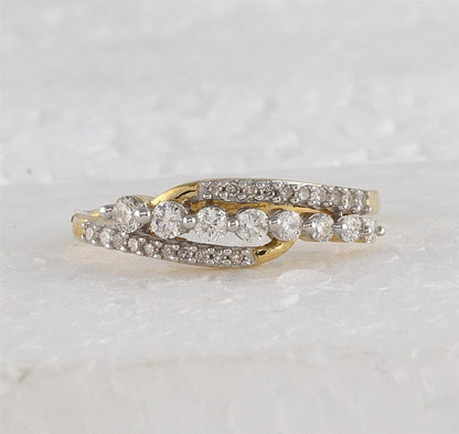 10k Yellow Gold Round Diamond Band Ring 1/3 Cttw