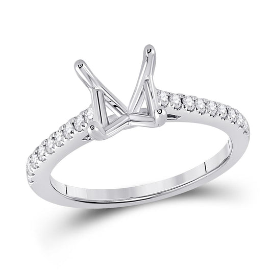 14k White Gold Round Diamond 2 Ct Rd Center Bridal Semi-Mount Ring 1/4 Cttw