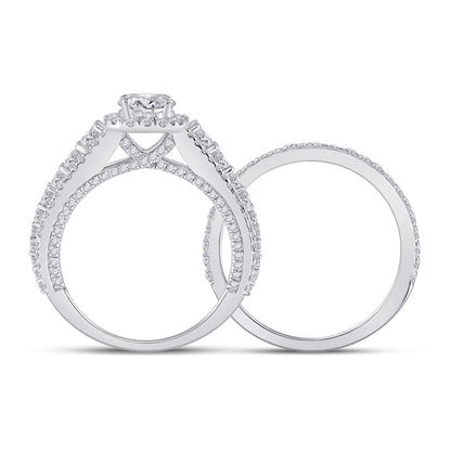 14k White Gold Round Diamond Bridal Wedding Ring Set 2-1/3 Cttw (Certified)