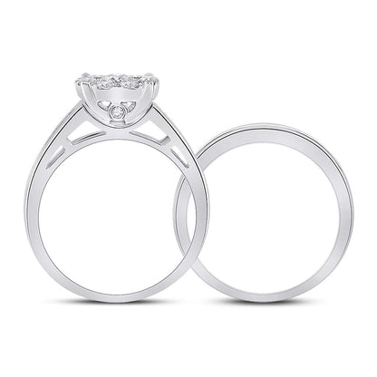 14k White Gold Round Diamond Bridal Wedding Ring Set 1-1/2 Cttw (Certified)