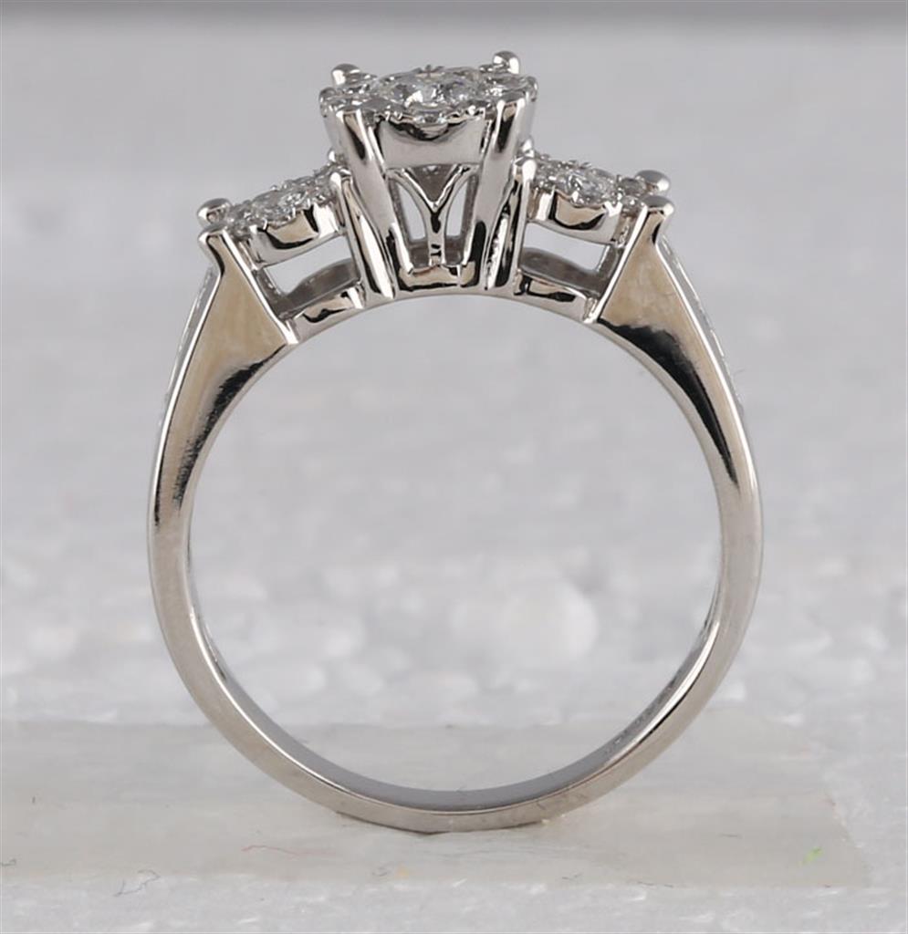 14k White Gold Round Diamond Bridal Wedding Ring Set 1-1/2 Cttw (Certified)