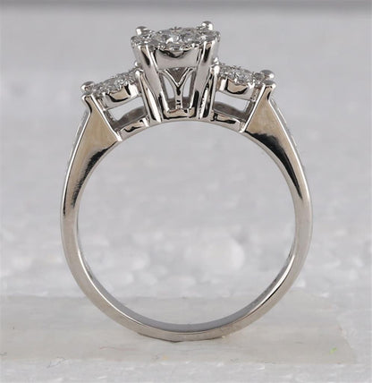14k White Gold Round Diamond Bridal Wedding Ring Set 1-1/2 Cttw (Certified)
