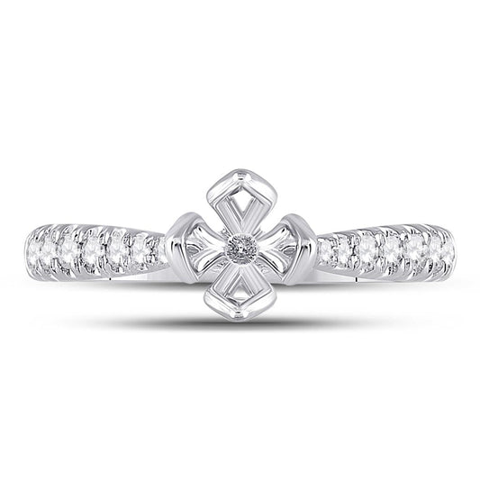 14k White Gold Round Diamond 1 Ct Rd Center Bridal Semi-Mount Ring 1/4 Cttw