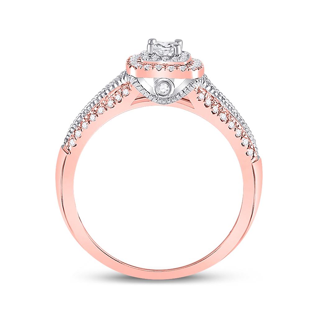14k Two-tone Gold Princess Diamond Halo Bridal Engagement Ring 1/2 Cttw