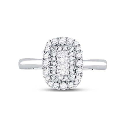 14k White Gold Princess Diamond Halo Bridal Engagement Ring 1/2 Cttw