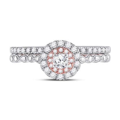 10k Two-tone Gold Round Diamond Bridal Wedding Ring Set 1/2 Cttw