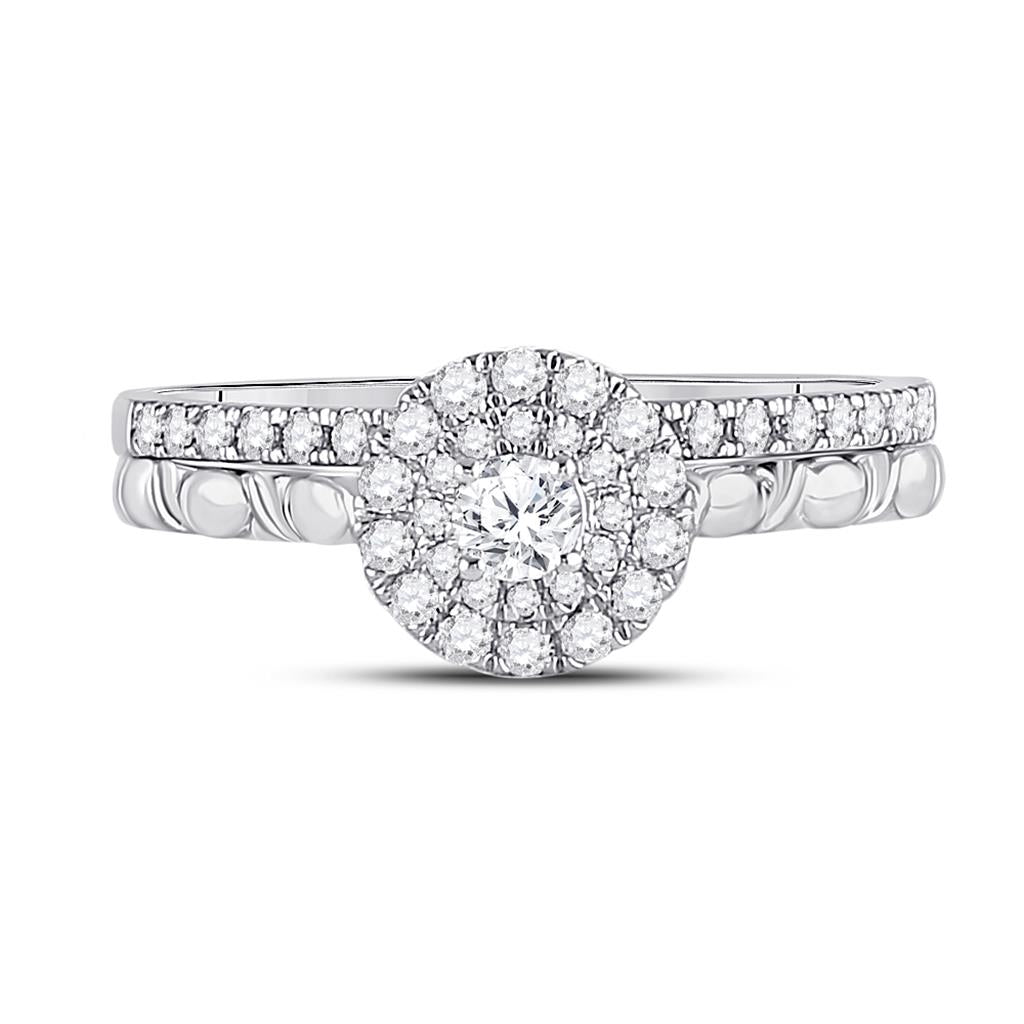 10k Two-tone Gold Round Diamond Bridal Wedding Ring Set 1/2 Cttw