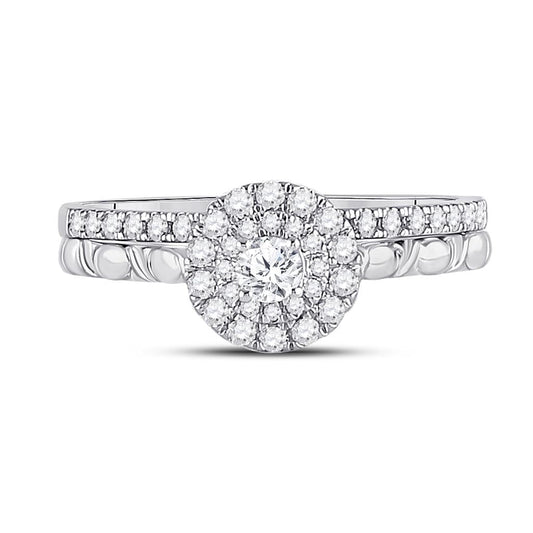 10k Two-tone Gold Round Diamond Bridal Wedding Ring Set 1/2 Cttw