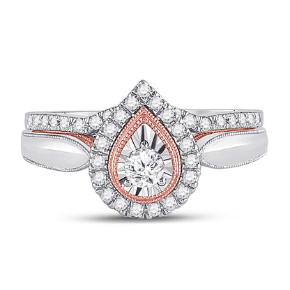 10k Two-tone Gold Round Diamond Bridal Wedding Ring Set 1/2 Cttw