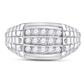 10k White Gold Round Diamond Channel Set Band Ring 3/4 Cttw