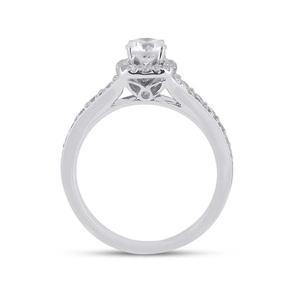 14k White Gold Round Diamond Bridal Wedding Ring Set 1-1/4 Cttw (Certified)