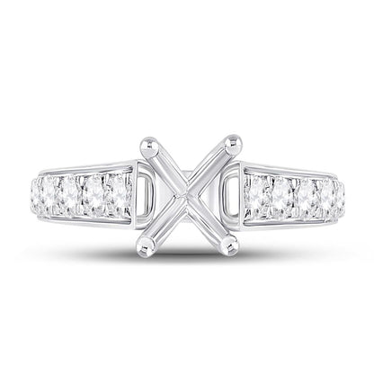 14k White Gold Round Diamond 2 Ct Rd Center Round Bridal Semi-Mount Ring 7/8 Ctw