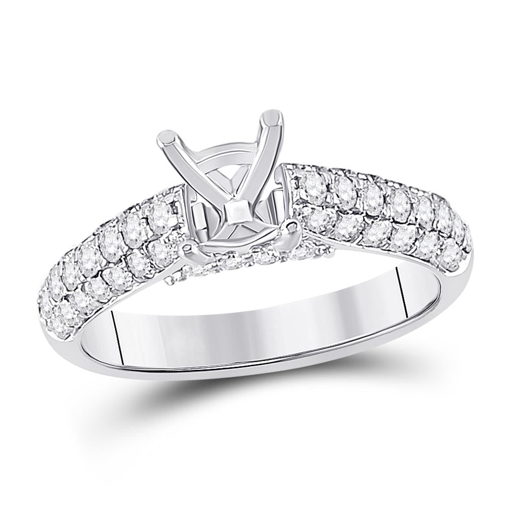 14k White Gold Round Diamond Semi-Mount Setting Bridal Wedding Ring