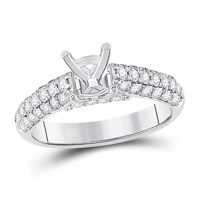 14k White Gold Round Diamond Semi-Mount Setting Bridal Wedding Ring