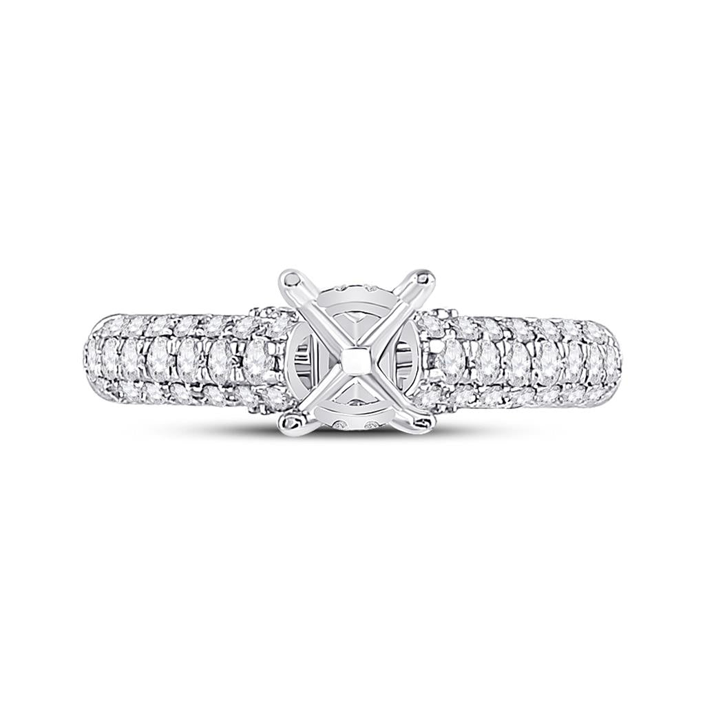 14k White Gold Round Diamond Semi-Mount Setting Bridal Wedding Ring
