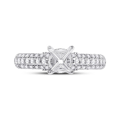 14k White Gold Round Diamond Semi-Mount Setting Bridal Wedding Ring