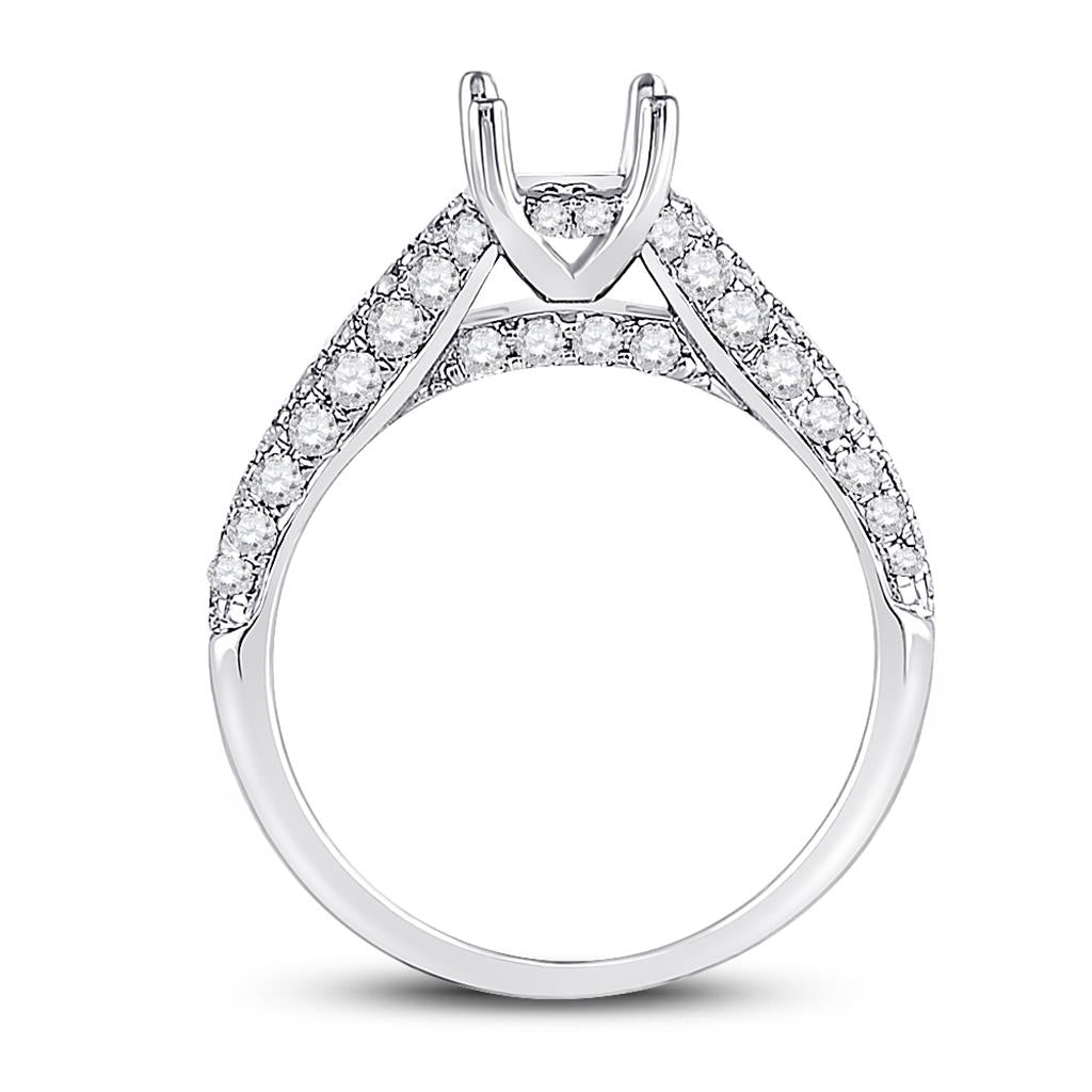 14k White Gold Round Diamond Semi-Mount Setting Bridal Wedding Ring