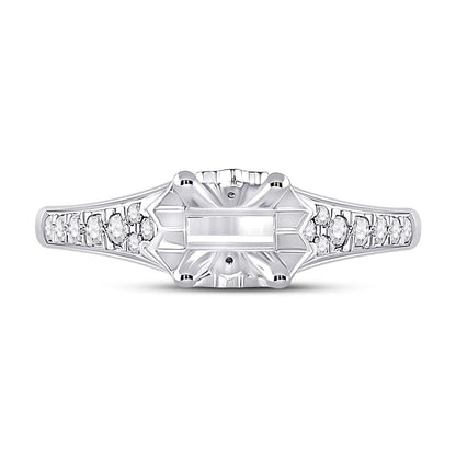 14k White Gold Round Diamond 1 Ct Rd Center Bridal Semi-Mount Ring 1/4 Ctw