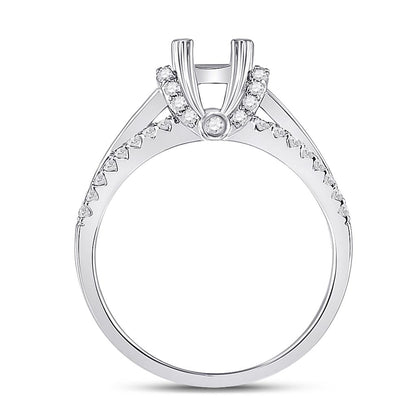 14k White Gold Round Diamond 1/2 Ct Rd Center Bridal Semi-Mount Ring 5/8 Cttw
